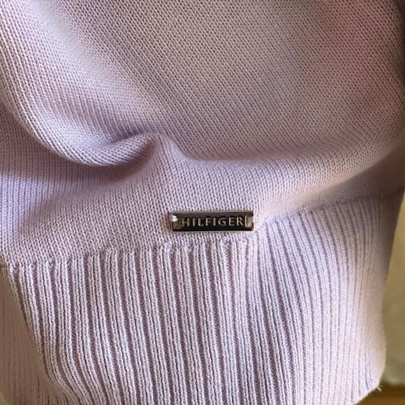 Tommy Hilfiger Color Block Knit Sweater White Black Lavender Preppy Size M - Picture 7 of 8